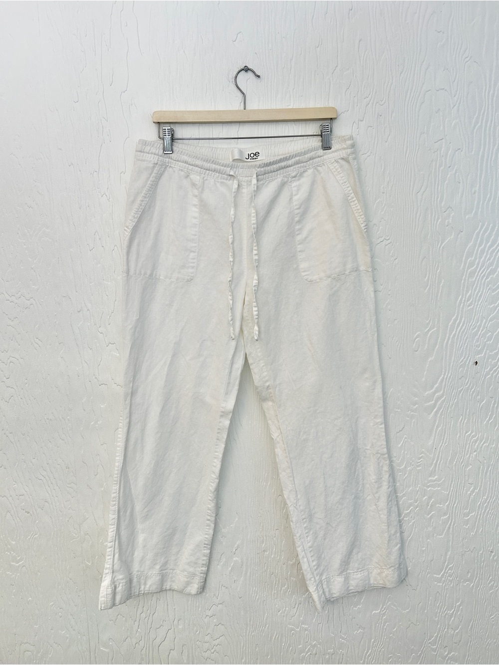 JOE FRESH Linen Blend White Pants Medium Coastal Relaxed Breezy Beach Travel